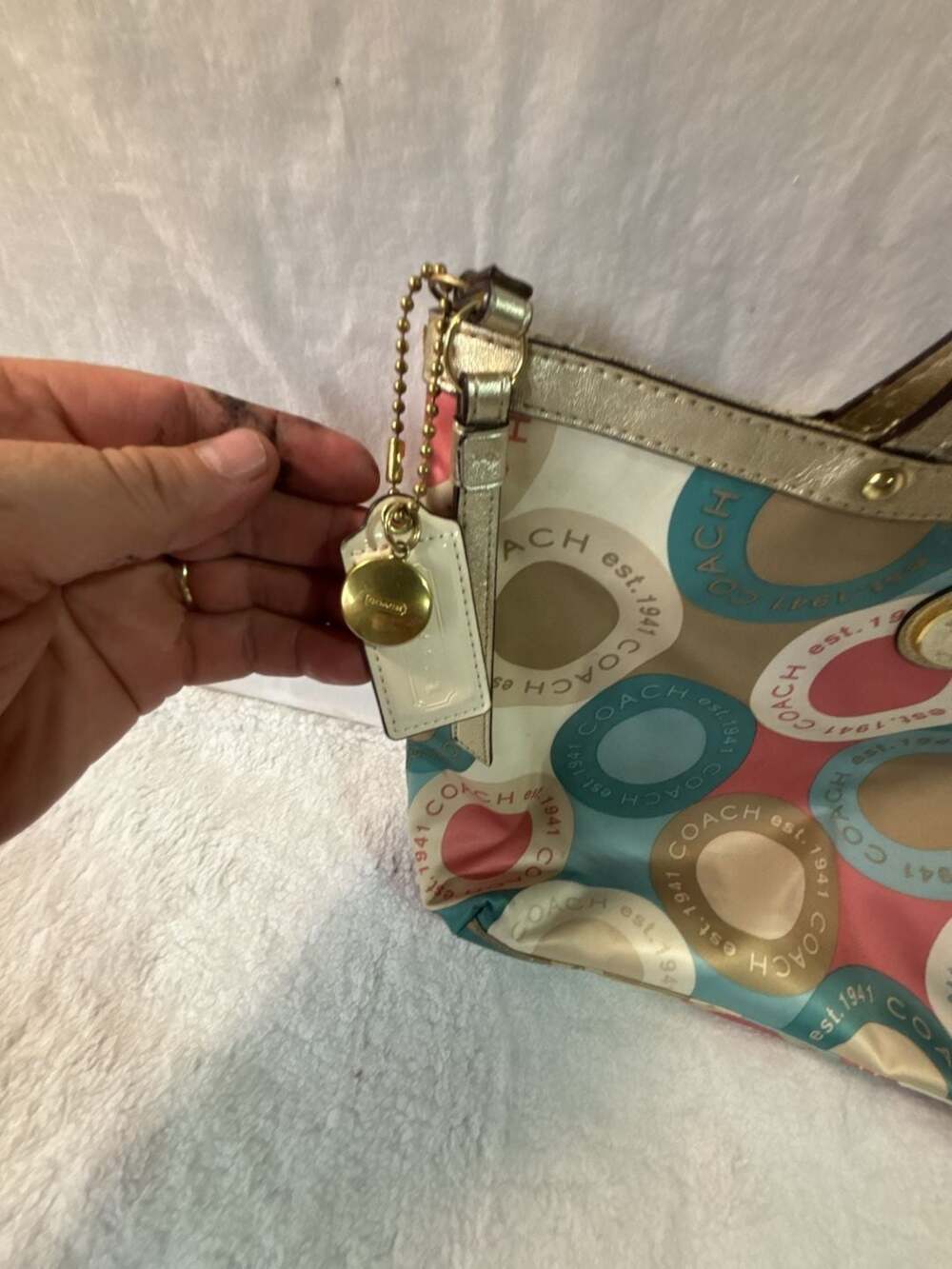Coach Poppy Multicolor Circle Print Tote Bag - Picture 3 of 7